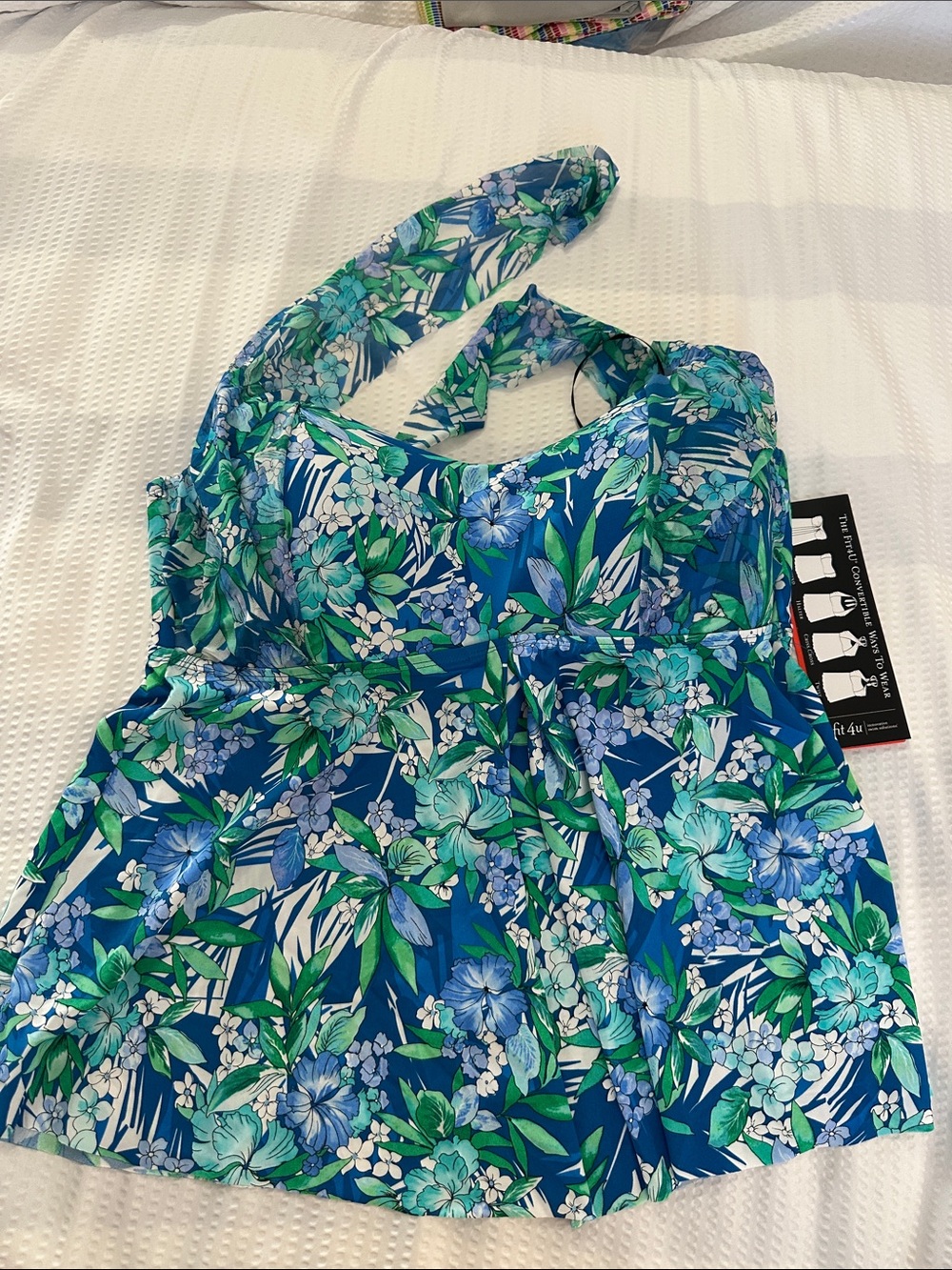 Women's Blue Floral Halter Swimdress